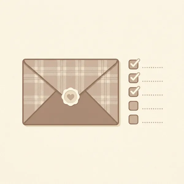 Sealed envelope and checklist with a soft check mark — send a disciplined RFQ
